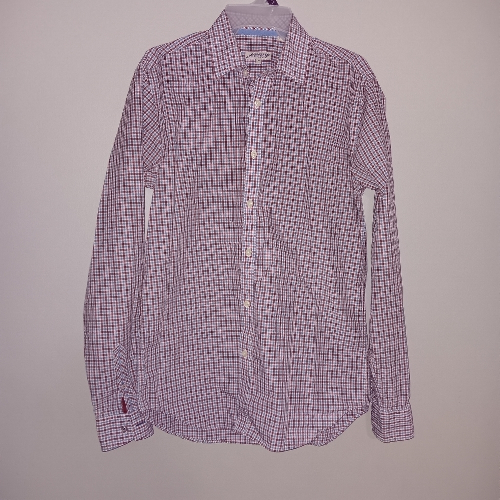 Jeremy Argyle men's gingham blue and red button-up shirt long sleeve …